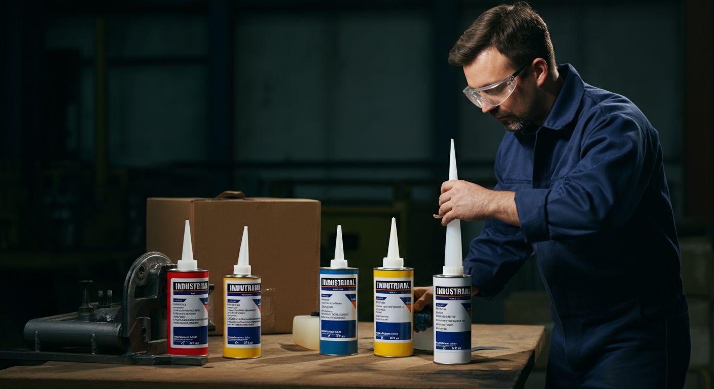 Industrial Adhesives and Sealants being used by a worker in a workshop setting.